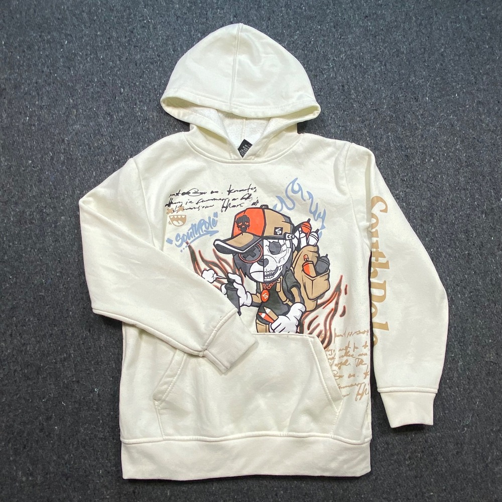 Southpole Streetwear Boys L Cream Graffiti Graphic Fleece Hoodie SB951604